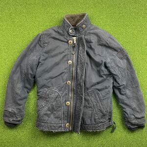 Vintage Y2K Abercrombie & Fitch Sherpa Lined Navy Blue Winter Jacket Sz S